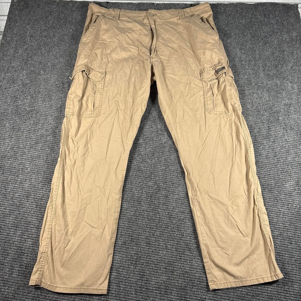 Wrangler Cargo Pants Mens 40x32 Tan Excellent Ripstop Stretch Utility 10ZM7ABTV